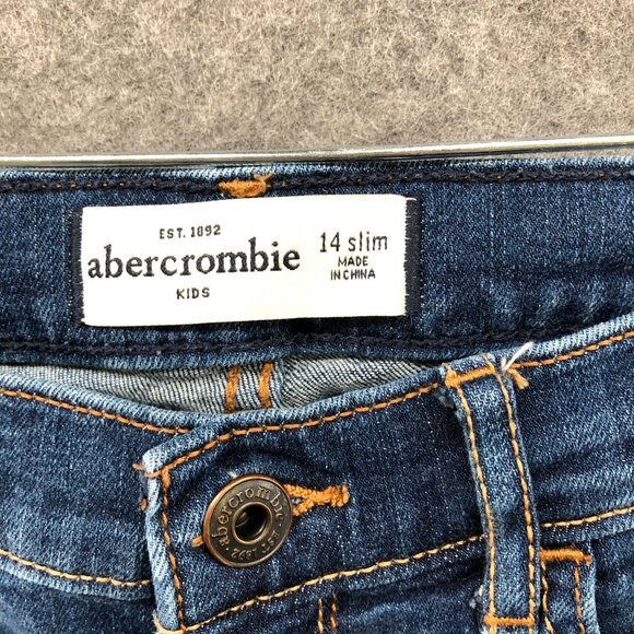 Abercrombie Kids Girls Size 14 Slim Skinny Jeans Blue Distressed - Picture 6 of 8